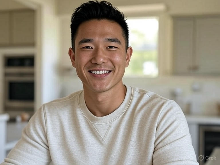 Founder of Hungry Vegan Athlete in bright kitchen setting