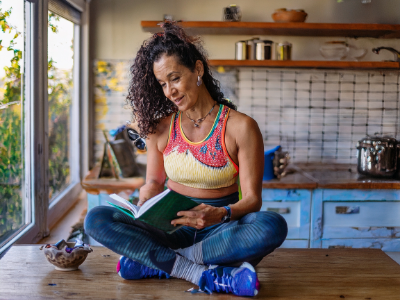 Person enjoying free time with meal prep already completed