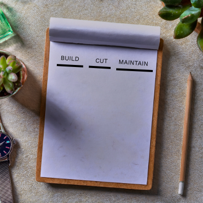 Training goal selection interface showing build, cut, maintain options